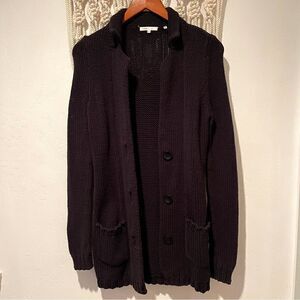 Vince Long Cardigan SZ XS Black Knit Sweater Duster Front Buttons Sustainably